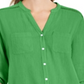 Charter Club Women's Roll Tab Button Down Top Green Size Medium