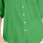 Charter Club Women's Roll Tab Button Down Top Green Size Medium