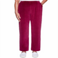 Alfred Dunner Women's Bright Idea Velour Casual Pants Berry Size Petite L