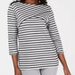 Karen Scott Women's Striped Top Smoke Gray Size -Petite S