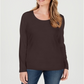 Karen Scott Women's Cotton Scoop Neck Top Chocolate Size Petite L