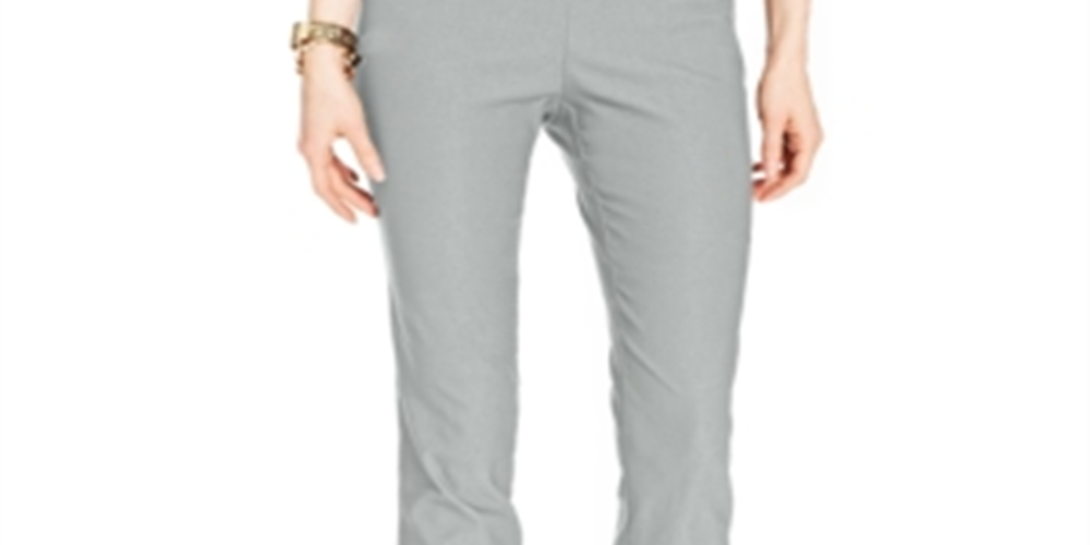 Charter Club Women's Cambridge Tummy Control Slim Leg Pants Gray Size 4 P