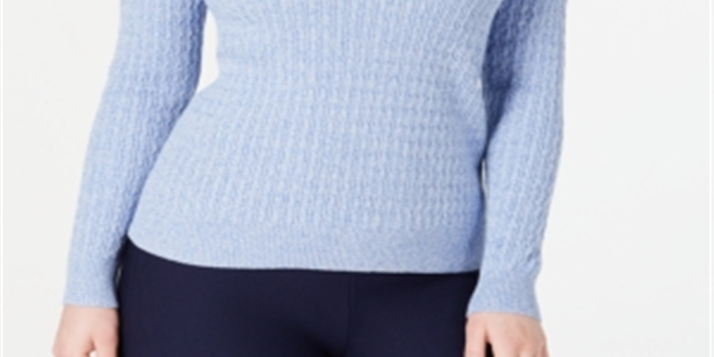 Karen Scott Women's Cotton Baby Cable Knit Sweater Gray Size Small