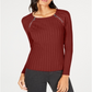 INC International Concepts Women's Raglan Jewel Neck Top Red Size X-Small
