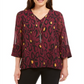 JM Collection Women's Printed Necklace Blouse Purple Size Petite L