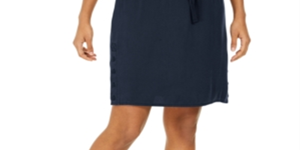 Style & Co Women's Drawstring Tencel Skirt Blue Size Large