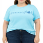 Mighty Fine Women's Trendy Plus Cotton Frozen Boyfriend T-Shirt Blue Size 3X