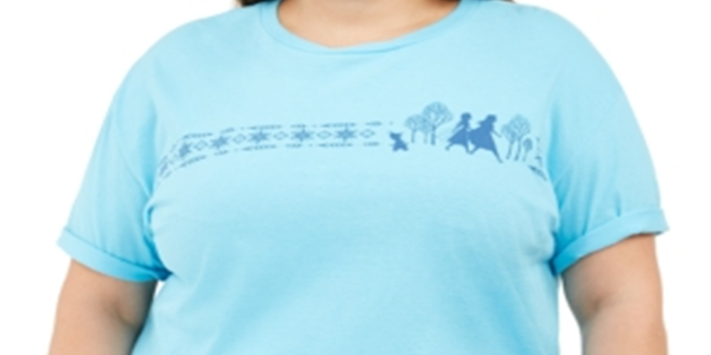 Mighty Fine Women's Trendy Plus Cotton Frozen Boyfriend T-Shirt Blue Size 3X