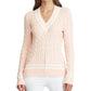 Ralph Lauren Women's Cricket Sweater Pink- Cream Size X-Large