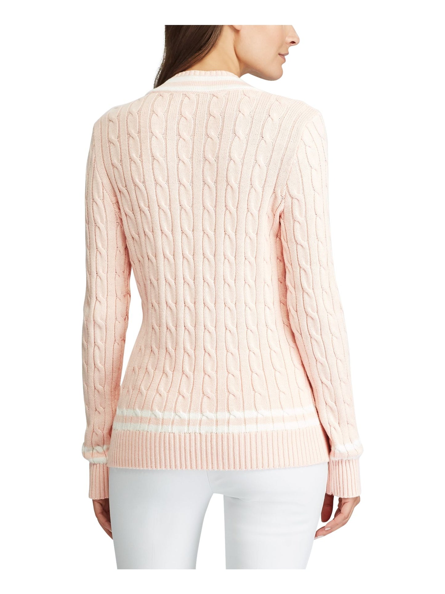 Ralph Lauren Women's Cricket Sweater Pink- Cream Size X-Large