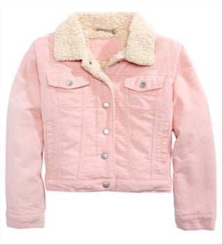 Jou Jou Big Girl's Sherpa Fleece & Corduroy Jacket Pink Size Small