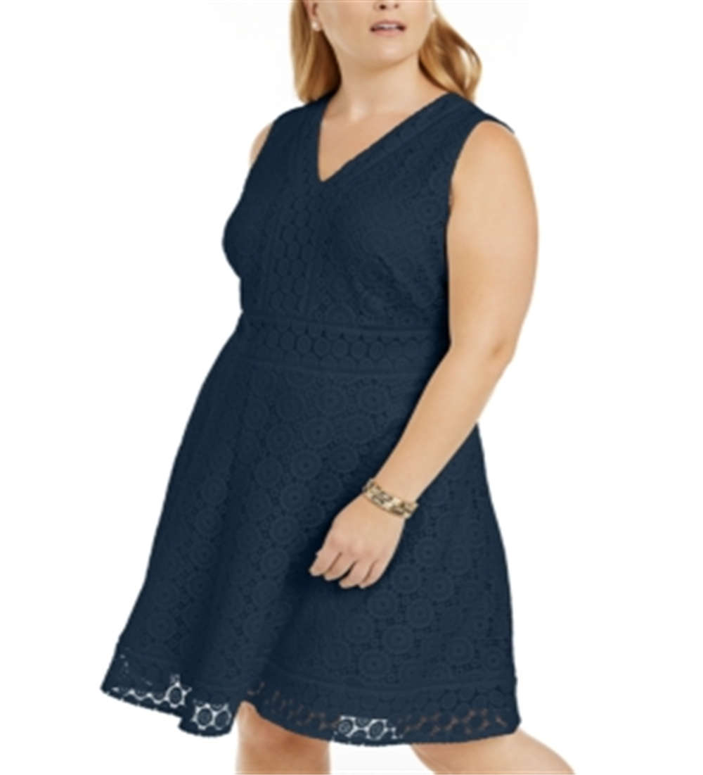 Charter Club Women's Plus Sheath Fit N Flare Lace Dress Blue Size 1X
