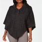 Karen Scott Women's Shawl Collar Poncho ASH Black Size L/XL