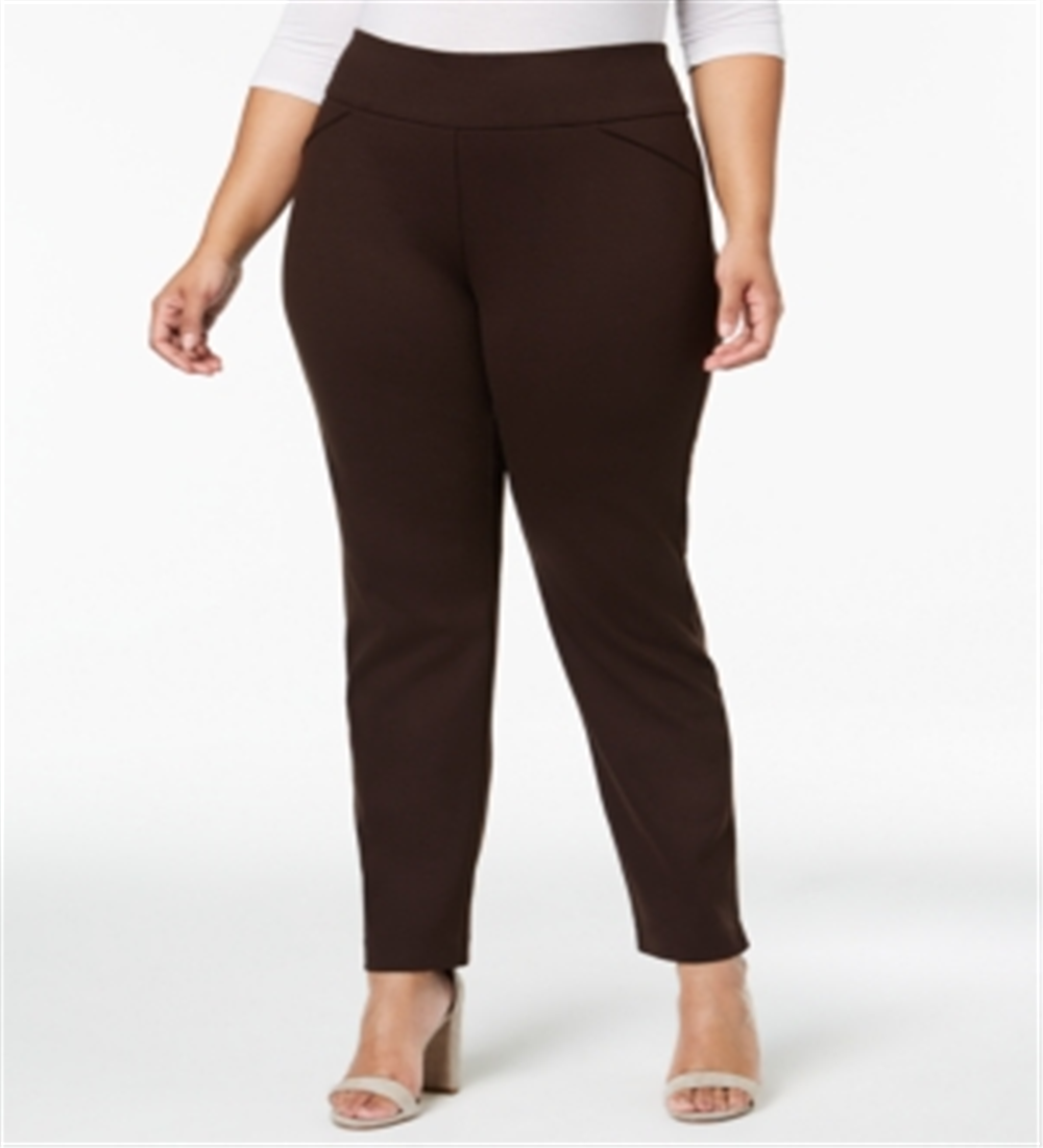 Charter Club Women's Plus Ponte Knit Pants Dark Chocolate Size 14 W
