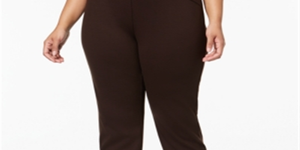 Charter Club Women's Plus Ponte Knit Pants Dark Chocolate Size 14 W