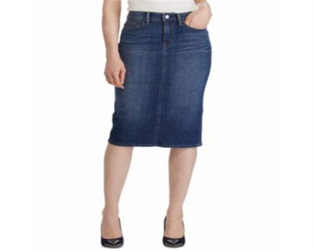 Ralph Lauren Women's Curvy Sculpted Denim Skirt Blue Size 8