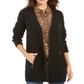 Charter Club Women's Open Front Zip Trim Cardigan Black Size XX-Large
