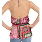 Free People Women's Halter Bellini Patchwork Blouse Purple Size Large