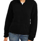 Planet Gold Junior's Quarter Zip Sherpa Pullover Sweater Black Size Small
