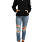 Planet Gold Junior's Quarter Zip Sherpa Pullover Sweater Black Size Small