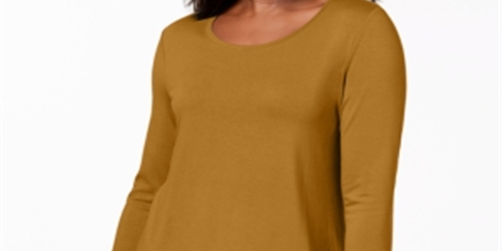 JM Collection Women's Three Quarter Sleeve Top Mustard Size Petite XL