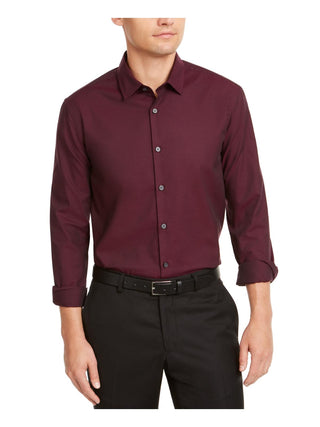 Alfani Men's Collared Stretch Button-Down Shirt Red Size Small