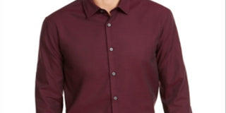 Alfani Men's Collared Stretch Button-Down Shirt Red Size Small