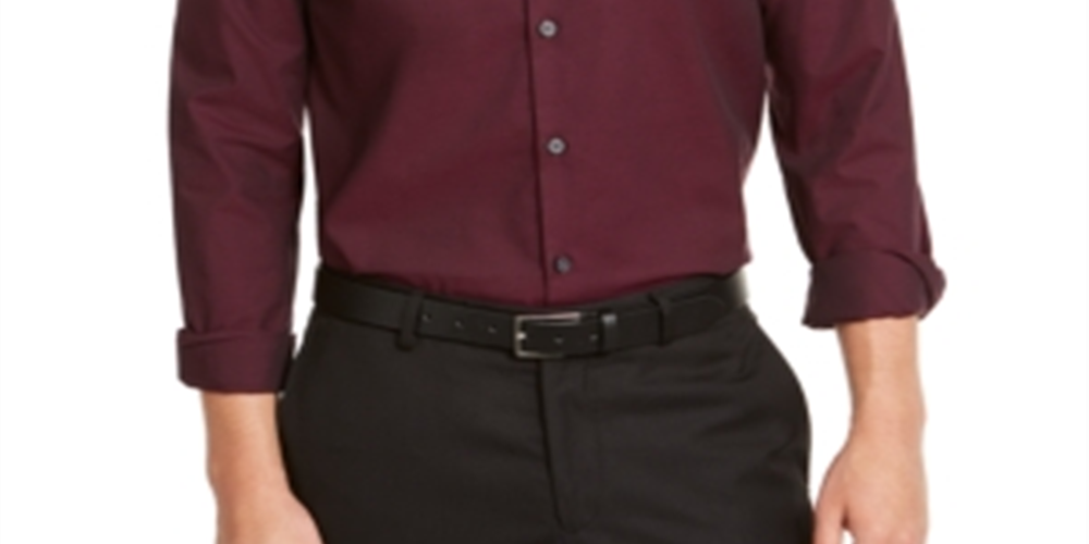 Alfani Men's Collared Stretch Button-Down Shirt Red Size Small