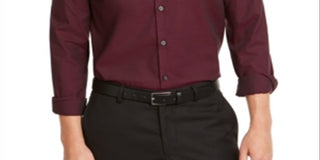 Alfani Men's Collared Stretch Button-Down Shirt Red Size Small