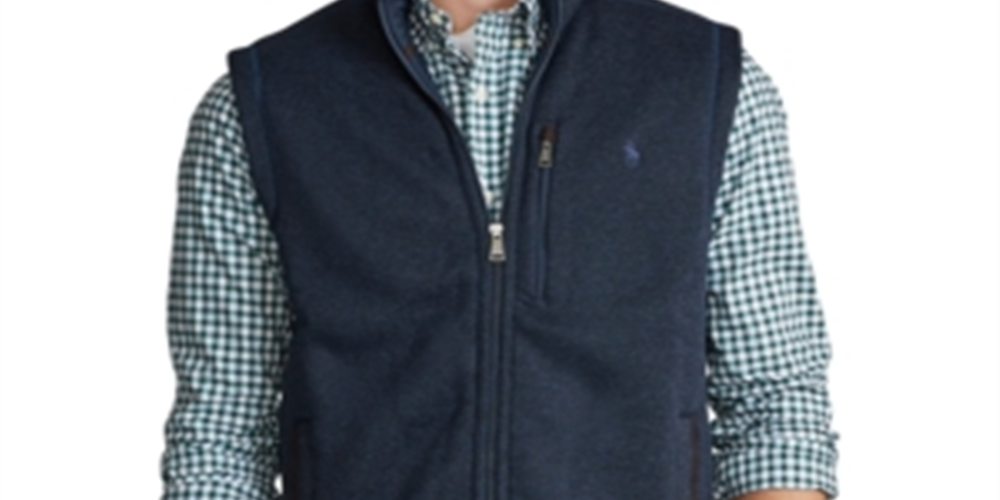 Ralph Lauren Men's Fleece Mock Neck Vest Blue Size S