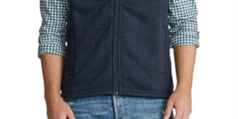 Ralph Lauren Men's Fleece Mock Neck Vest Blue Size S