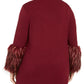 Alfani Women's Plus Faux Fur Cuff Tunic Mock Turtleneck Sweater Red Size 3X