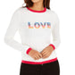 Tommy Hilfiger Women's Love Graphic Contrast Trim Pullover Sweater White Size Large