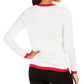 Tommy Hilfiger Women's Love Graphic Contrast Trim Pullover Sweater White Size Large