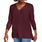 Maison Jules Women's V Neck Sweater Wine  Size Medium