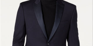 Ryan Seacrest Distinction Men's Modern Grid Pattern Dinner Jacket Blue Size 42