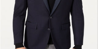 Ryan Seacrest Distinction Men's Modern Grid Pattern Dinner Jacket Blue Size 42