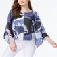 Alfani Women's Printed Angel Sleeve Top Blue Size Petite Medium