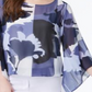 Alfani Women's Printed Angel Sleeve Top Blue Size Petite Medium