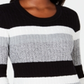 Karen Scott Women's Veronica Striped Cotton Cable Sweater Black Size X-Large