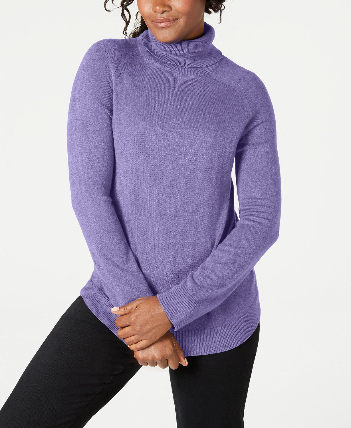 Karen Scott Women's Luxsoft Turtleneck Sweater Purple Size Medium
