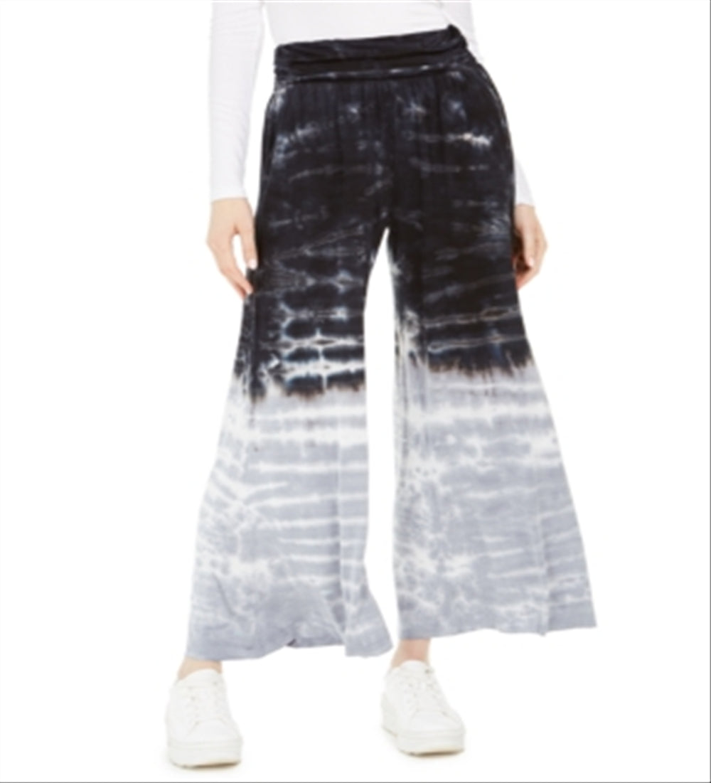 Rewash Junior's Tie Dyed Wide Leg Pants Black Size Medium