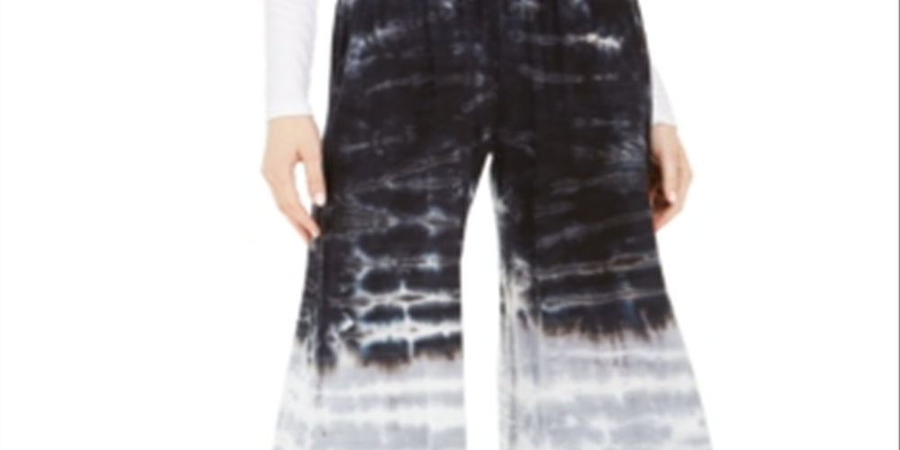 Rewash Junior's Tie Dyed Wide Leg Pants Black Size Medium