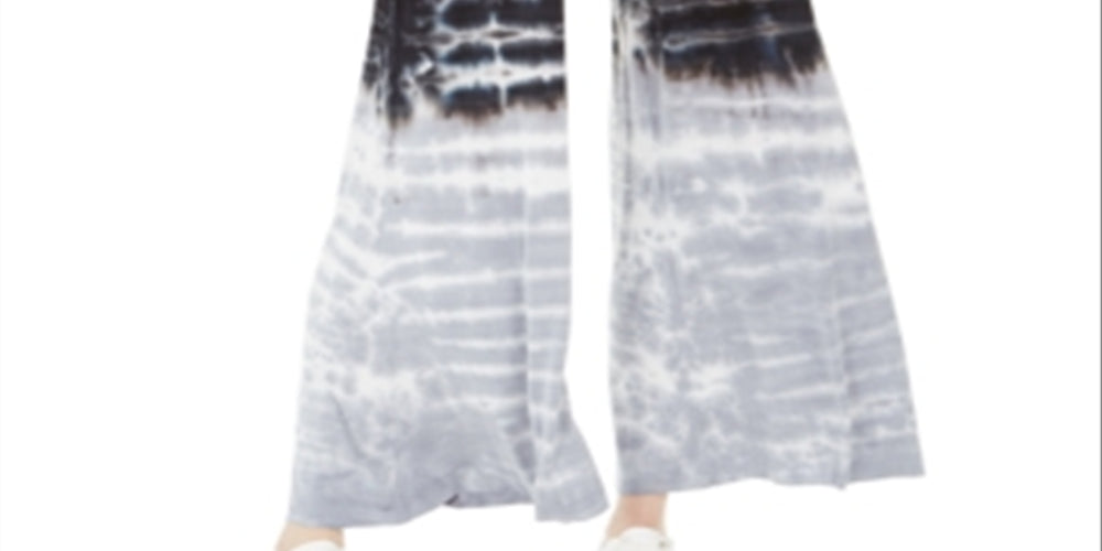 Rewash Junior's Tie Dyed Wide Leg Pants Black Size Medium