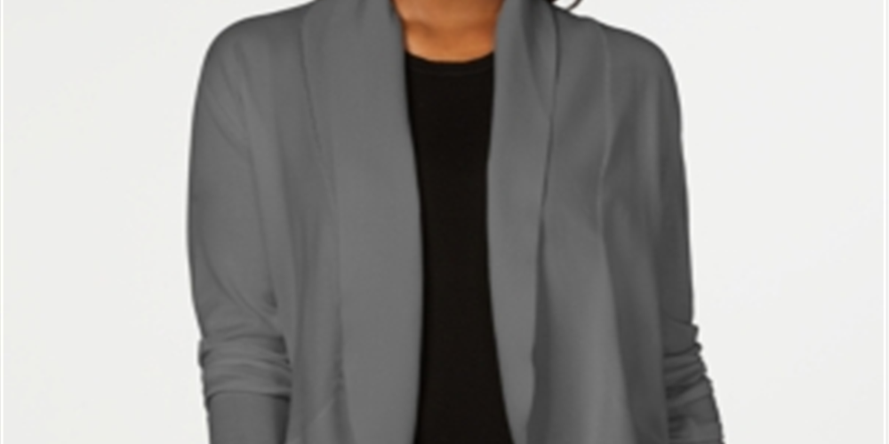 Karen Scott Women's Open Front Cardigan Gray Size Large