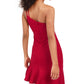 Bebe Women's Ruched Glitter Cocktail Dress Red Size Medium