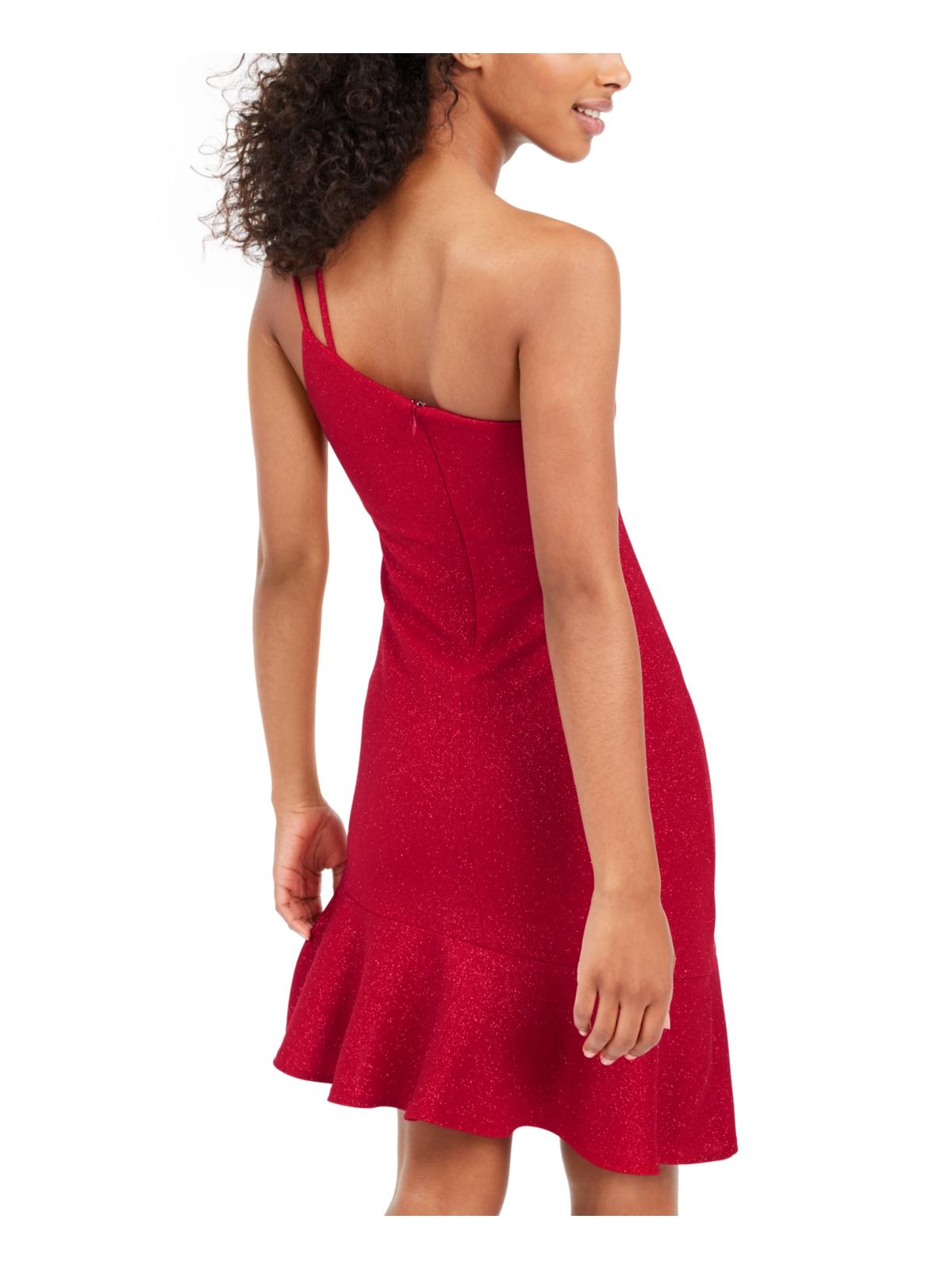 Bebe Women's Ruched Glitter Cocktail Dress Red Size Medium