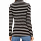 Charter Club Women's Striped Long Sleeve Turtle Neck Top Black Size Petite Large