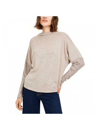 Gypsies & Moondust Junior's Cozy Funnel Neck Top Pink Size X-Small