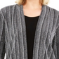 JM Collection Women's Layered Look Metallic Cardigan Black Size Petite Small